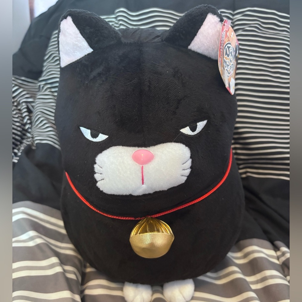 NWT Amuse Collection 16” Cranky Cat Plushie Black and White